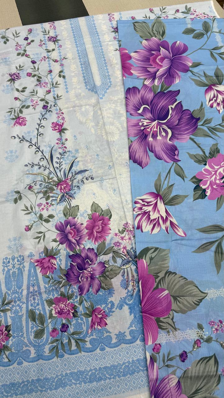 3 Peice Lawn Unstitched Suit - D (04)