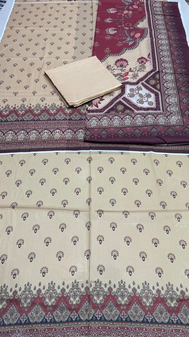 3 Peice Lawn Unstitched Suit -  D (07)