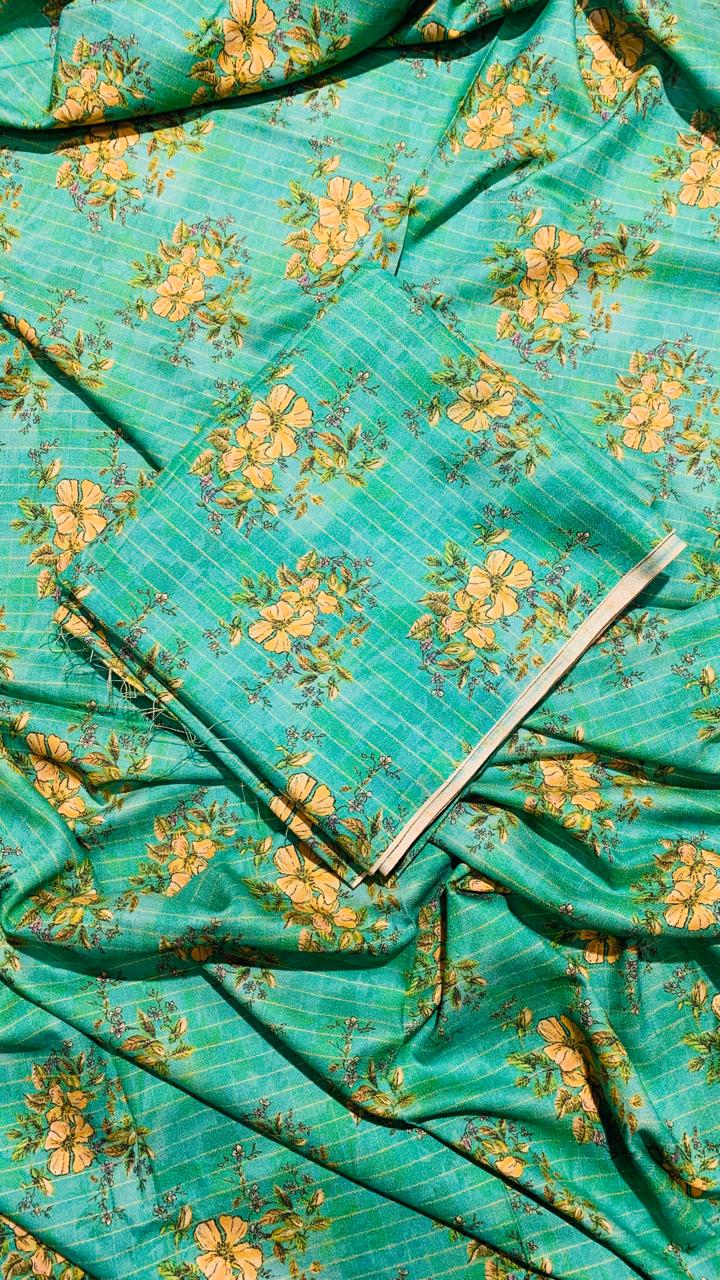 2Pcs Printed Dhanak Unstitched Suit