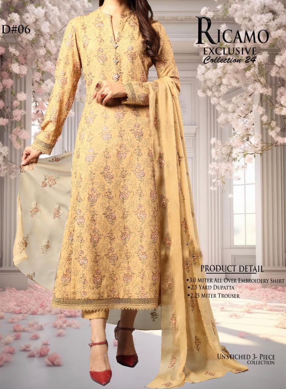 3Pc Embroidered Bareeze Unstitched Suit