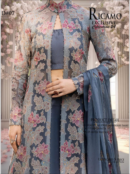 3Pc Embroidered Bareeze Unstitched Suit