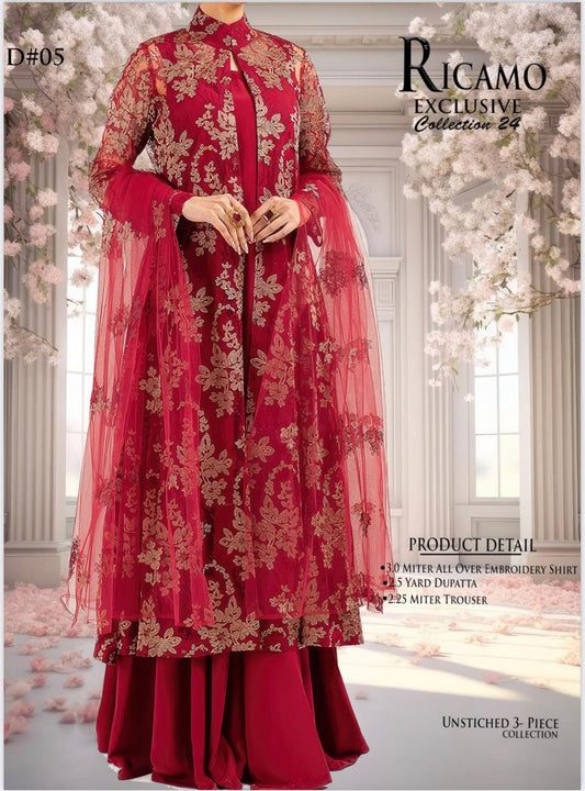 3Pc Embroidered Bareeze Unstitched Suit