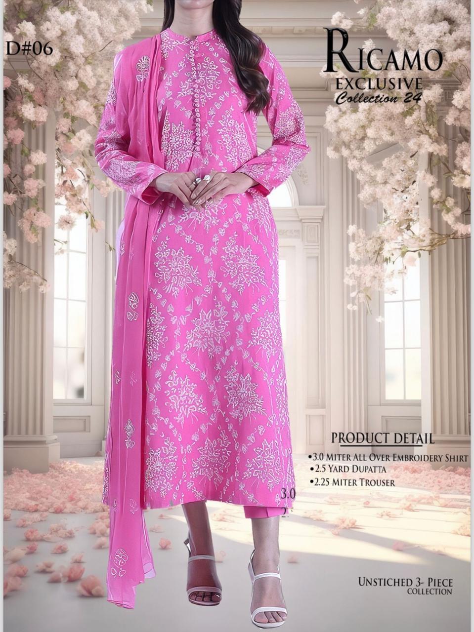 3Pc Embroidered Bareeze Unstitched Suit