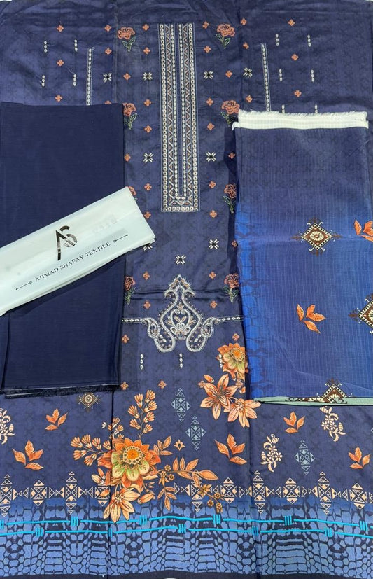 3Pc Viscose Embroidered Unstitched Suit