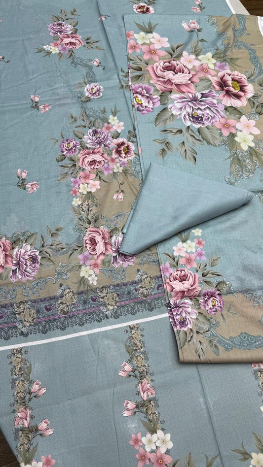 3 Peice Lawn Unstitched Suit -  D (09)