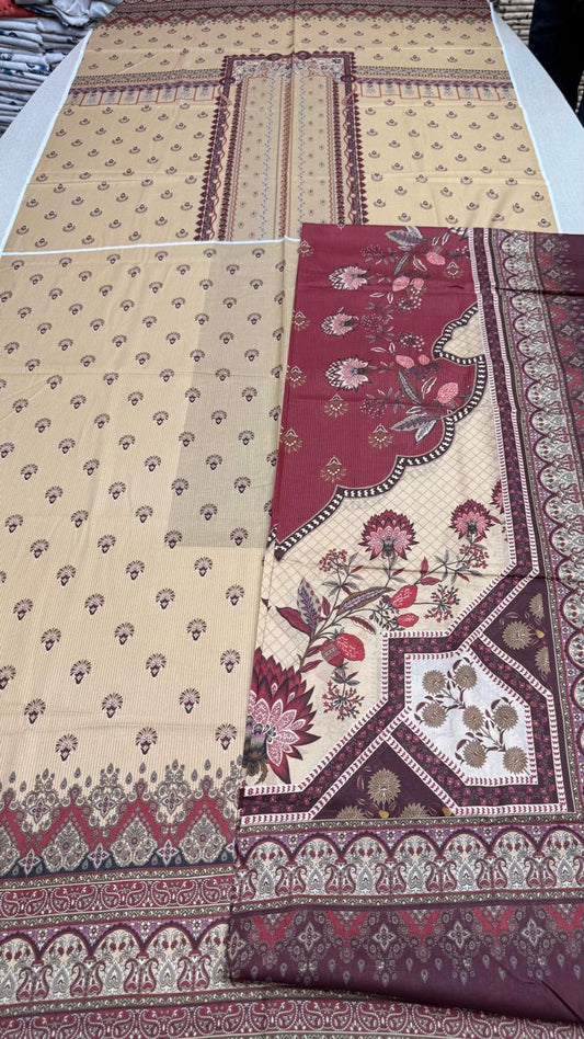 3 Peice Lawn Unstitched Suit -  D (07)