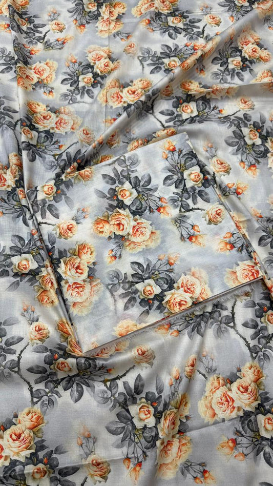 2Pc Lawn Allover Unstitched Suit #570 D